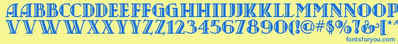 フォントCastileoMedium – 青い文字が黄色の背景にあります。