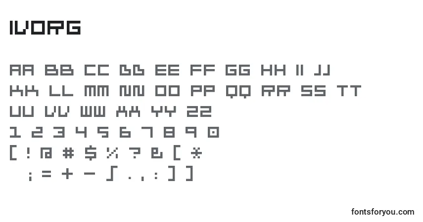 A fonte Ivorg – alfabeto, números, caracteres especiais