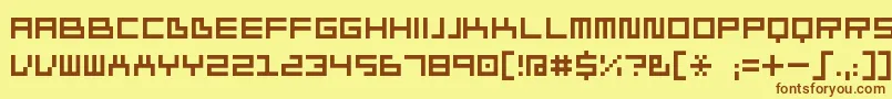 フォントIvorg – 茶色の文字が黄色の背景にあります。