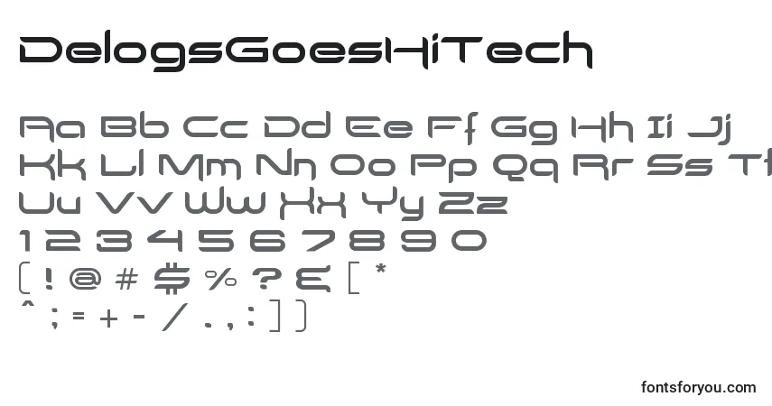 Schriftart DelogsGoesHiTech – Alphabet, Zahlen, spezielle Symbole