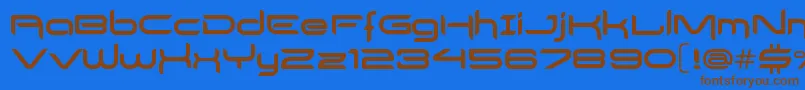 フォントDelogsGoesHiTech – 茶色の文字が青い背景にあります。