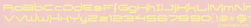 DelogsGoesHiTech-Schriftart – Gelbe Schriften auf rosa Hintergrund