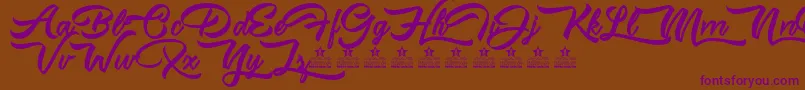 Czcionka MisstralPersonalUse – fioletowe czcionki na brązowym tle