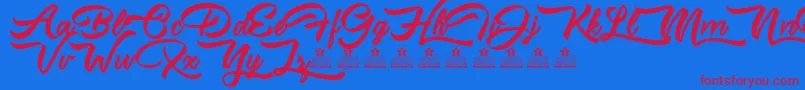 MisstralPersonalUse-Schriftart – Rote Schriften auf blauem Hintergrund