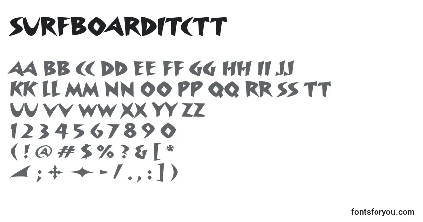 Шрифт SurfboarditcTt – алфавит, цифры, специальные символы