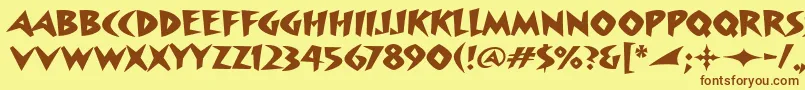 フォントSurfboarditcTt – 茶色の文字が黄色の背景にあります。