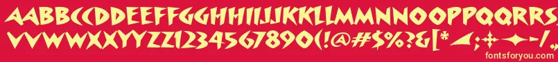 SurfboarditcTt Font – Yellow Fonts on Red Background