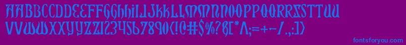 Xiphos-Schriftart – Blaue Schriften auf violettem Hintergrund