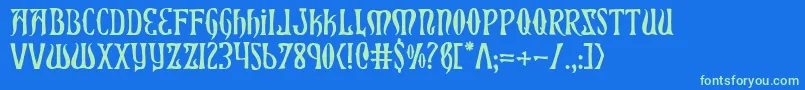 Xiphos Font – Green Fonts on Blue Background