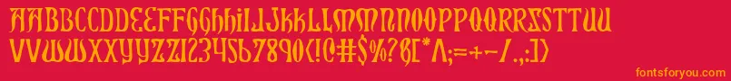 Xiphos Font – Orange Fonts on Red Background