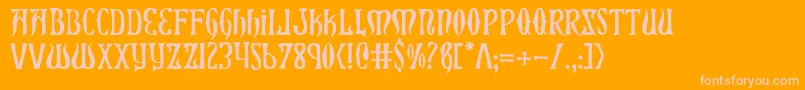Xiphos-Schriftart – Rosa Schriften auf orangefarbenem Hintergrund