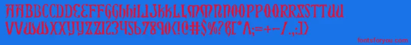Xiphos Font – Red Fonts on Blue Background