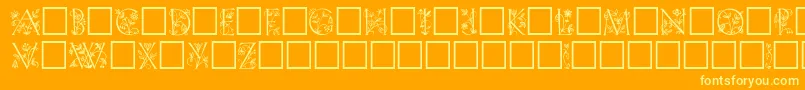 GabelFloribundi-Schriftart – Gelbe Schriften auf orangefarbenem Hintergrund