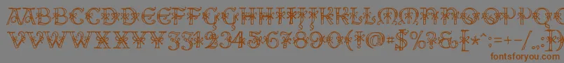 フォントAlesHegarR18 – 茶色の文字が灰色の背景にあります。