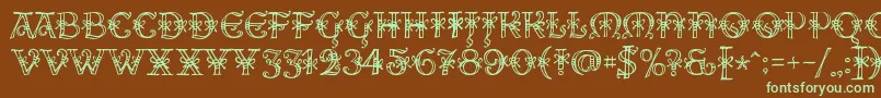 AlesHegarR18-Schriftart – Grüne Schriften auf braunem Hintergrund