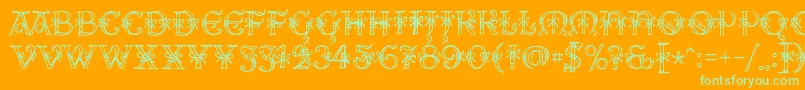 AlesHegarR18-Schriftart – Grüne Schriften auf orangefarbenem Hintergrund