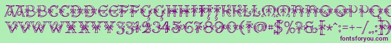AlesHegarR18-Schriftart – Violette Schriften auf grünem Hintergrund