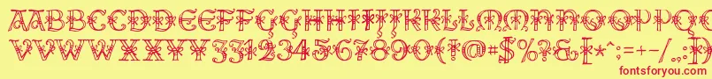 AlesHegarR18-Schriftart – Rote Schriften auf gelbem Hintergrund