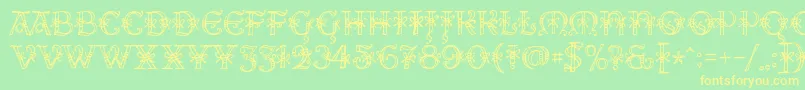 Шрифт AlesHegarR18 – жёлтые шрифты на зелёном фоне