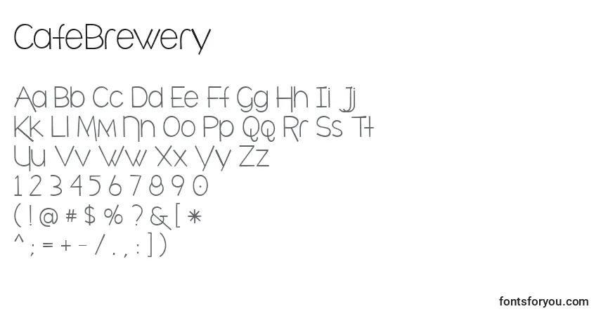 Schriftart CafeBrewery – Alphabet, Zahlen, spezielle Symbole