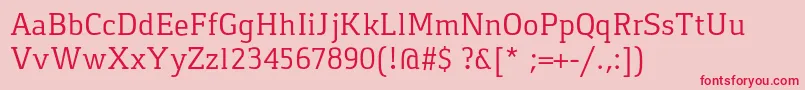 Fonte GasparRegular – fontes vermelhas em um fundo rosa