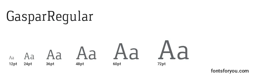 GasparRegular Font Sizes