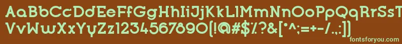 フォントOpificioSerifBold – 緑色の文字が茶色の背景にあります。