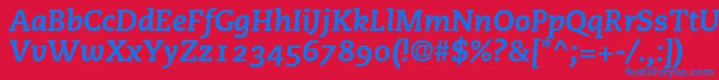 PmnCaecilia86HeavyItalicOldstyleFigures Font – Blue Fonts on Red Background