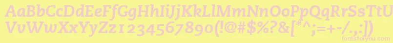 PmnCaecilia86HeavyItalicOldstyleFigures Font – Pink Fonts on Yellow Background