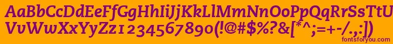 PmnCaecilia86HeavyItalicOldstyleFigures Font – Purple Fonts on Orange Background