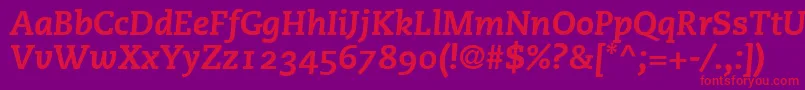 PmnCaecilia86HeavyItalicOldstyleFigures Font – Red Fonts on Purple Background