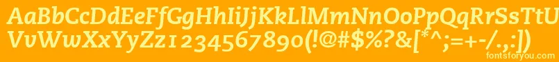 PmnCaecilia86HeavyItalicOldstyleFigures Font – Yellow Fonts on Orange Background