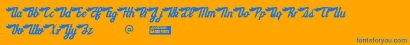 Sloegin-Schriftart – Blaue Schriften auf orangefarbenem Hintergrund