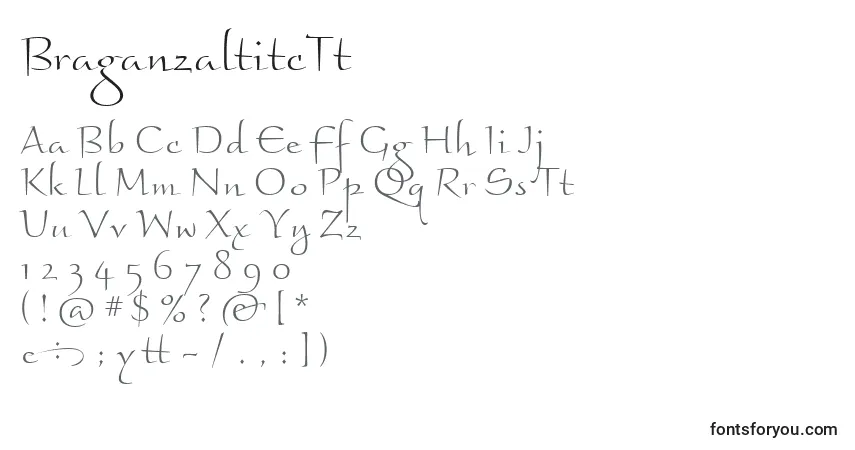 A fonte BraganzaltitcTt – alfabeto, números, caracteres especiais