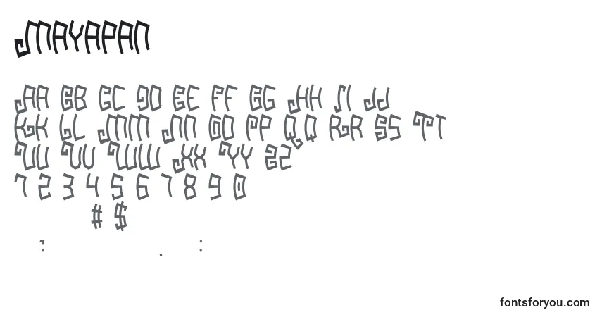 Schriftart Mayapan (85067) – Alphabet, Zahlen, spezielle Symbole