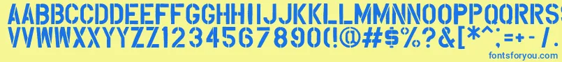 Overspray Font – Blue Fonts on Yellow Background