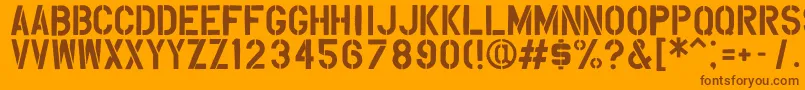 Overspray-Schriftart – Braune Schriften auf orangefarbenem Hintergrund