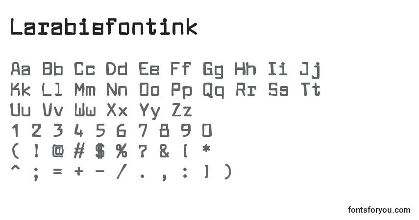 Czcionka Larabiefontink – alfabet, cyfry, specjalne znaki