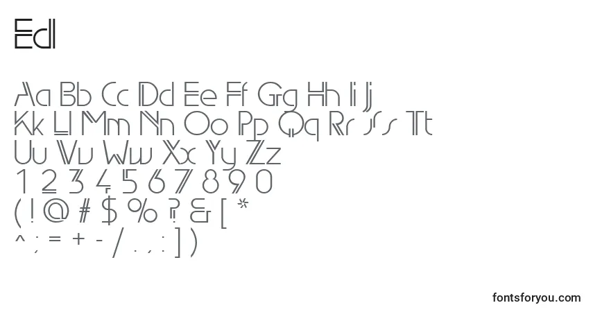Schriftart Edl – Alphabet, Zahlen, spezielle Symbole