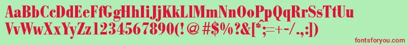 ModernbodonicondheavyRegular Font – Red Fonts on Green Background
