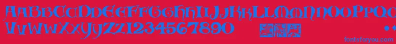 Scribish-Schriftart – Blaue Schriften auf rotem Hintergrund