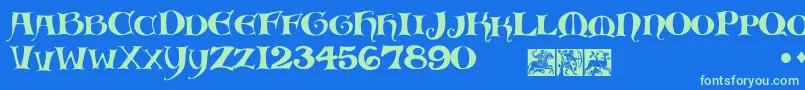 Scribish Font – Green Fonts on Blue Background