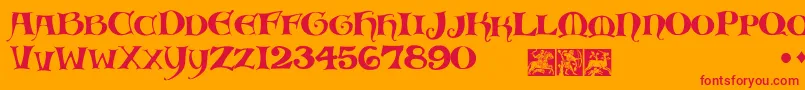Scribish-Schriftart – Rote Schriften auf orangefarbenem Hintergrund