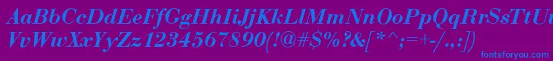 BodoniDemiItalic Font – Blue Fonts on Purple Background