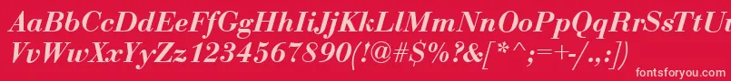 fuente BodoniDemiItalic – Fuentes Rosadas Sobre Fondo Rojo