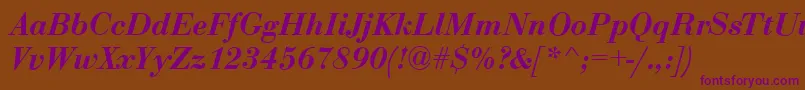 BodoniDemiItalic Font – Purple Fonts on Brown Background