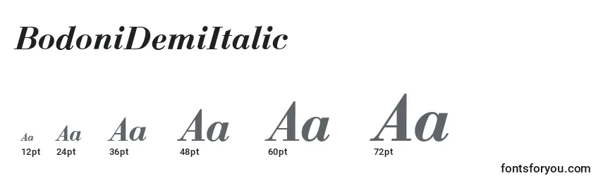 Размеры шрифта BodoniDemiItalic