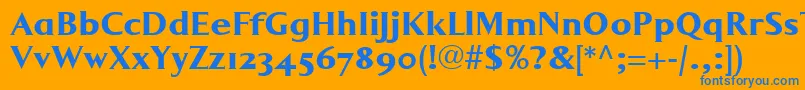 LumarcllBold-Schriftart – Blaue Schriften auf orangefarbenem Hintergrund