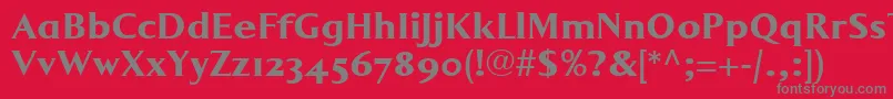 LumarcllBold-fontti – harmaat kirjasimet punaisella taustalla