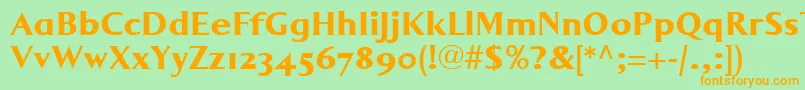 LumarcllBold-fontti – oranssit fontit vihreällä taustalla